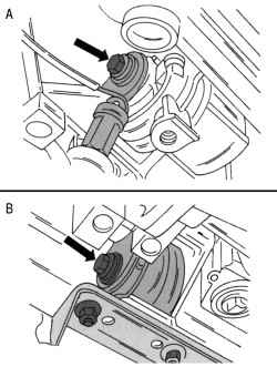 Ослабление винтов упоров от проворачивания (на автомобилях с автоматической коробкой передач)